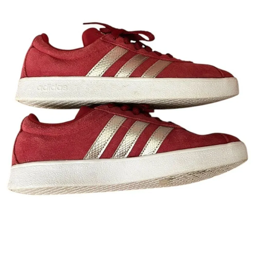 Adidas VL Court 2.0 Skateboarding Shoe Active Maroon/Platinum Metallic Size 6